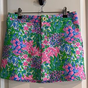 Lilly Pulitzer Pink and Green Floral Mini Skirt